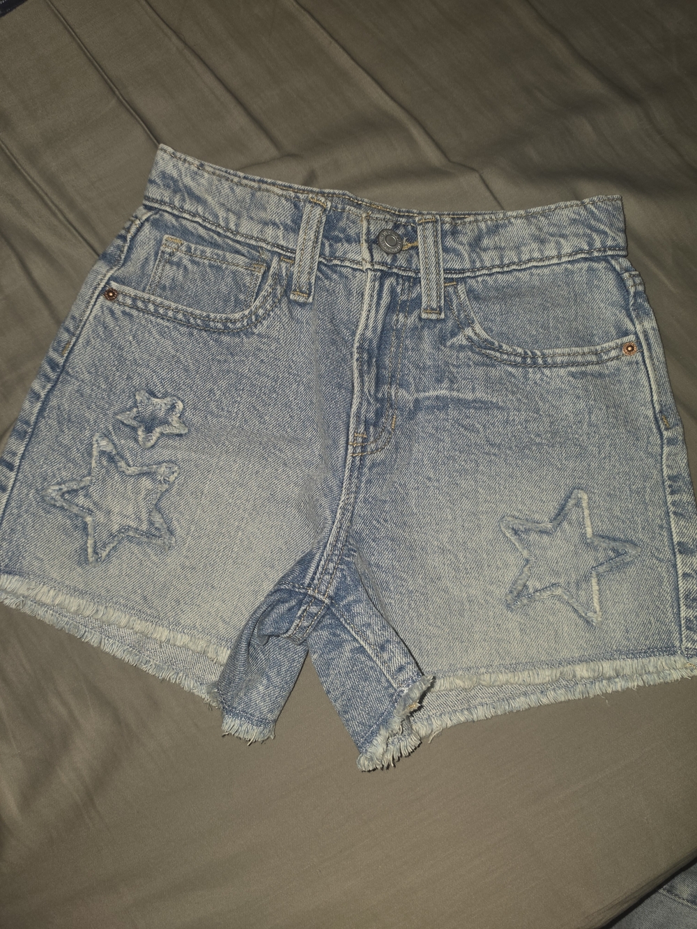 Old Navy Light Blue Star Appliqué Denim Shorts Girls
